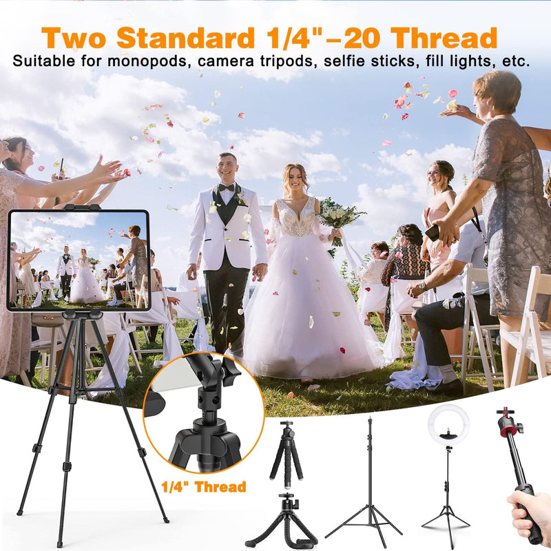 [AUSTRALIA] - Tablet Tripod Mount Adapter, 360° Tablet Tripod Holder with Adjustable Aluminum Arm for Phone, iPad, iPad Pro and 4.7-12.9" Devices, Monopod, Tabletop Tripod Stand, Selfie Stick, Etc 