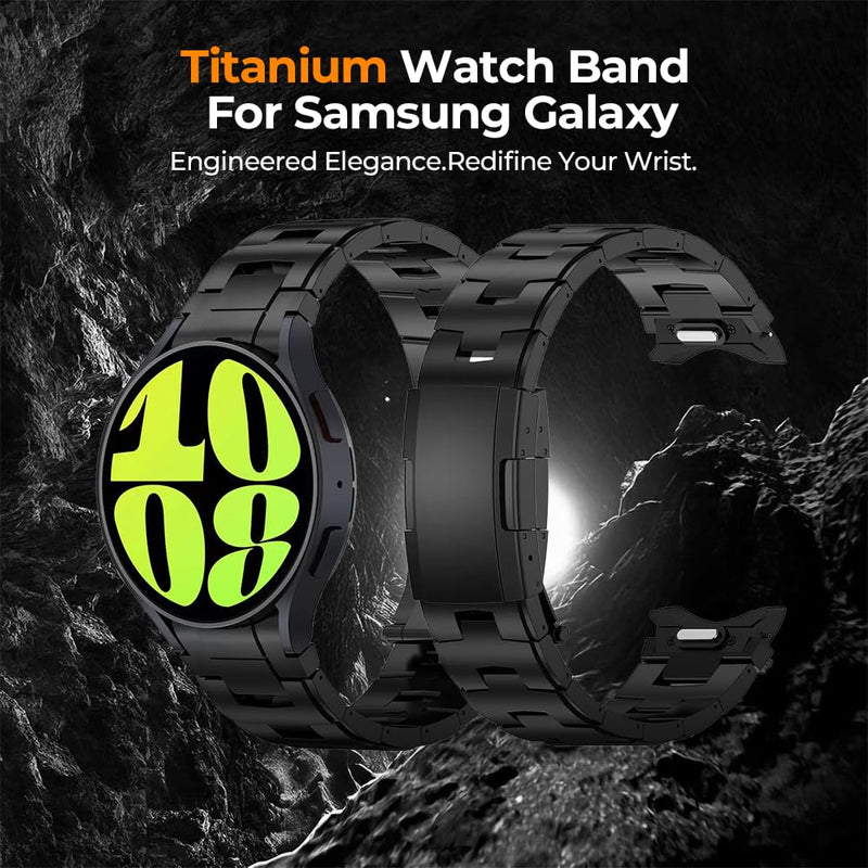 20mm No Gap Titanium Band for Galaxy Watch 7/7 Classic/6/6 Classic | For Samsung Watch 5/5 Pro/4/4 Classic/FE,G2 Ti Metal,40% Lightweight,Skin-Friendly,Corrosion Resistance,Fit Wrists 6.3''-9'' 20mm