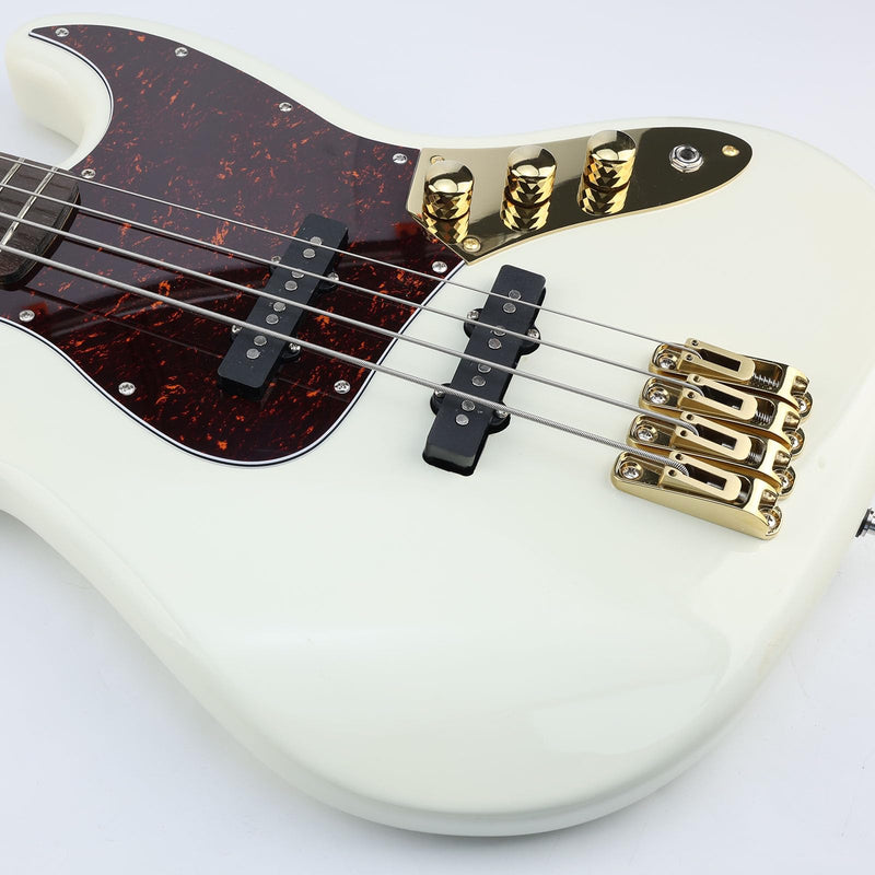 [AUSTRALIA] - Gold Single String Bass Guitar Bridge with Brass Saddle Individual Fixed Bridge for 4 String Electric Bass Replacement Parts 4 piece Gold 