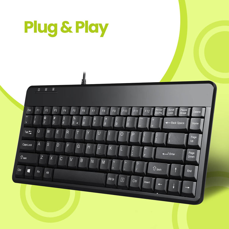 Perixx PERIBOARD-409P ES Mini Teclado con PS2 Cable - 314x146x20mm - Negro - QWERTY Español