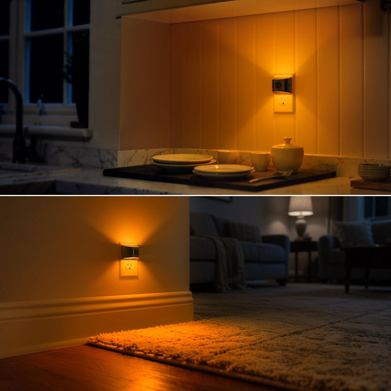 DORESshop LED Night Light[4 Pack], Night Lights Plug into Wall, 3 Mode Plug in Night Light with Motion Sensor, Dusk to Dawn Sensor, Nightlights for Adults, Bedroom, Bathroom, Hallway, Amber Black 4