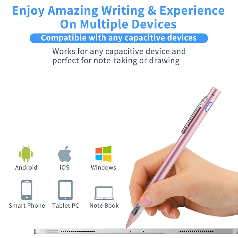 Pencil Stylus for 2021 iPhone 13 Pro Max Pen,Minilabo Touch Screens Active Stylus Digital Pen with 1.5mm Ultra Fine Tip Stylist Pen for 2021 iPhone 13 Pro Max Drawing and Writing Pencil,Pink Pink