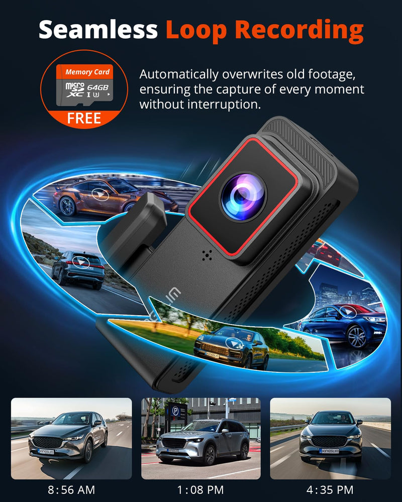 [AUSTRALIA] - 2K Dash Cam Front and Rear with 64GB SD Card, Wireless WiFi Dash Camera for Cars, 1.5'' Screen Mini Dashcam Front and Back, Support G-Sensor/Time Lapse 2 Kinds Parking Monitor 