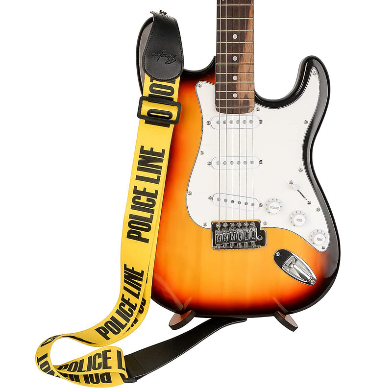 Guitar Strap, Soft Shoulder Strap for Acoustic, Electric and Bass Guitars Police Line Yellow