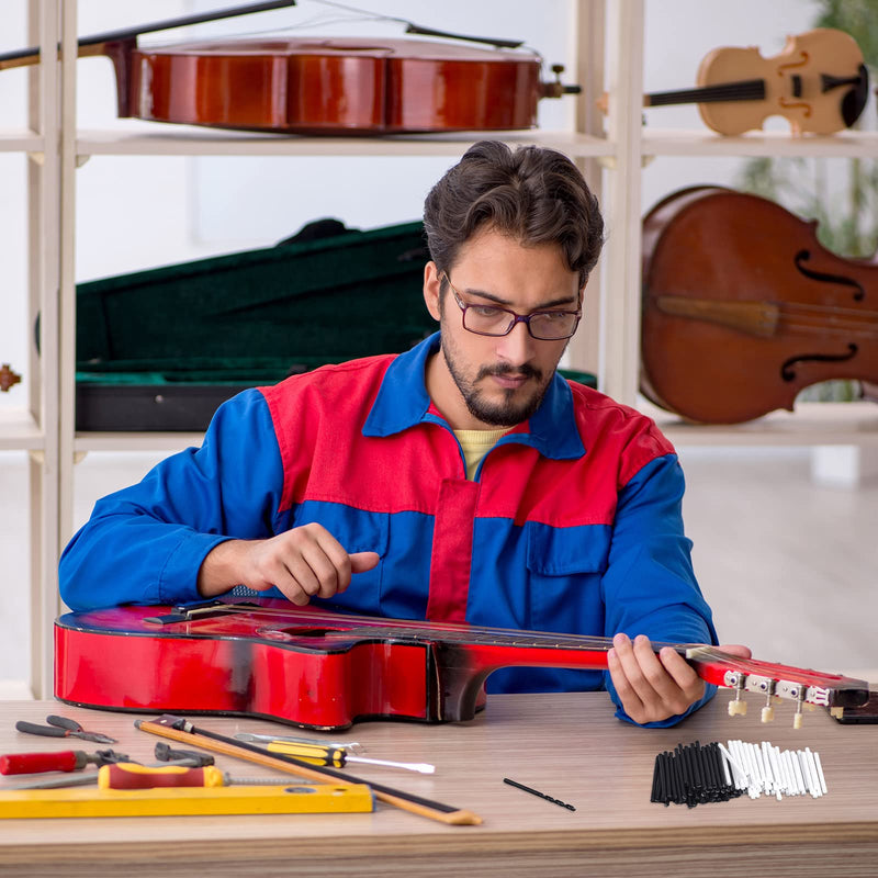 100 Pcs 50 x 2 mm Guitar Fingerboard Side Marker Fingerboard Side Dot with 2 mm Diameter Drill Bit Tools and a Box Music Instrument Inlay Dots Bass Guitar Kit Performance Accessory for Beginners