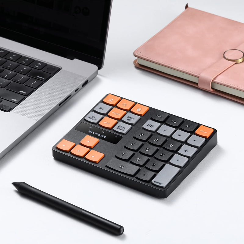 SurnQiee Bluetooth Numeric Keypad, Wireless Number Pad 35-Keys Financial Accounting Rechargeable Number Keyboard for Laptop Desktop, PC, Notebook 35 keys - Bluetooth