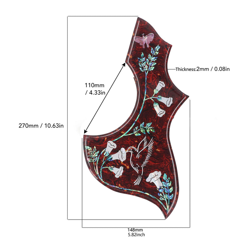 Hummingbird Acoustic Guitar Pickguard, Self Adhesive, Anti Scratch Guitar Plate, 2mm Thick, Guitar Pick Guard for Standard Size Guitars