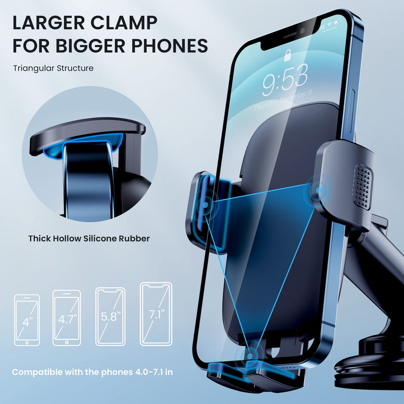 Qifutan Car Phone Holder Mount Phone Mount for Car Windshield Dashboard Air Vent Universal Hands Free Automobile Cell Phone Holder Fit iPhone Black