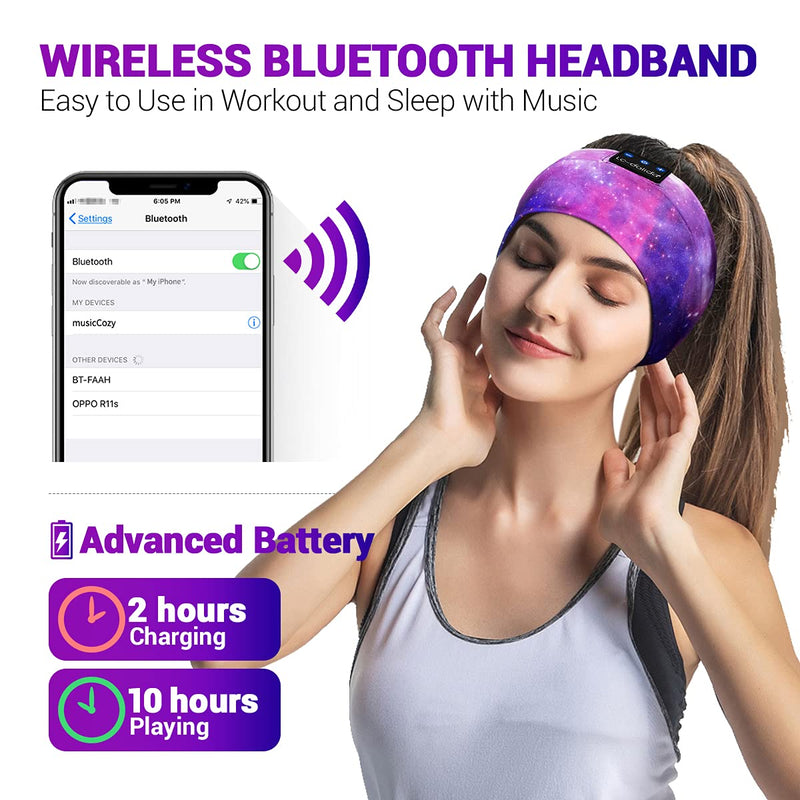 [AUSTRALIA] - LC-dolida Sleep Headphones Bluetooth Headband Sleeping Wireless Headband Headphones with Thin HD Stereo Speakers Perfect for Side Sleepers, Sport, Yoga, Travel Purple Starry 