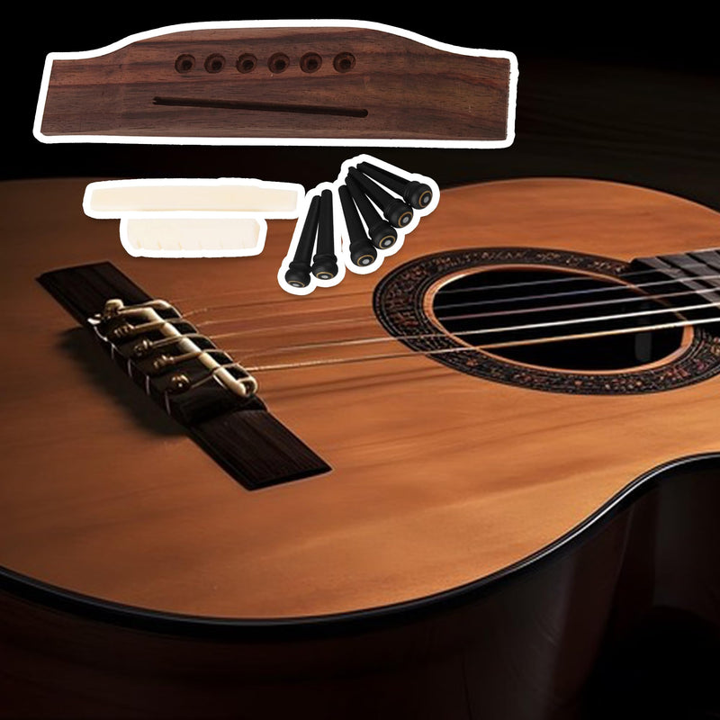 [AUSTRALIA] - BQLZR Acoustic Guitar Replacement Set Ebony Bridge End Pins Bone Saddle & Nut and Rosewood Bridge Parts 
