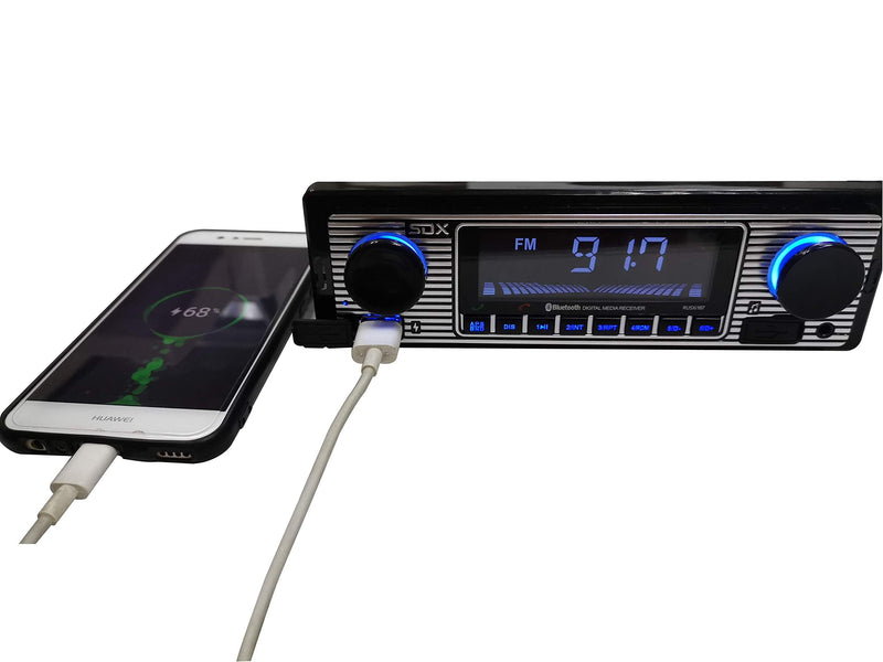 SDX Audio Bluetooth Radio Receiver, MP3 Player with USB Charger, MP3/USB, Aux-in, Built-in Microphone Hands-free, Multi Color Illumination Digital LCD Display Panel, Car Stereo Receiver with Bluetooth