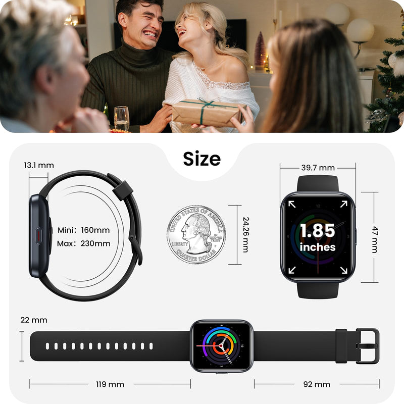 ENOMIR Smart Watches for Men with Call & Alexa, 100+ Modes Fitness Watch | Heart Rate/Sleep/SpO2/Stress Monitor, Mens Smartwatch for Android/iOS/Samsung, 3ATM Waterproof Fitness Tracker, 8 Day Battery Black