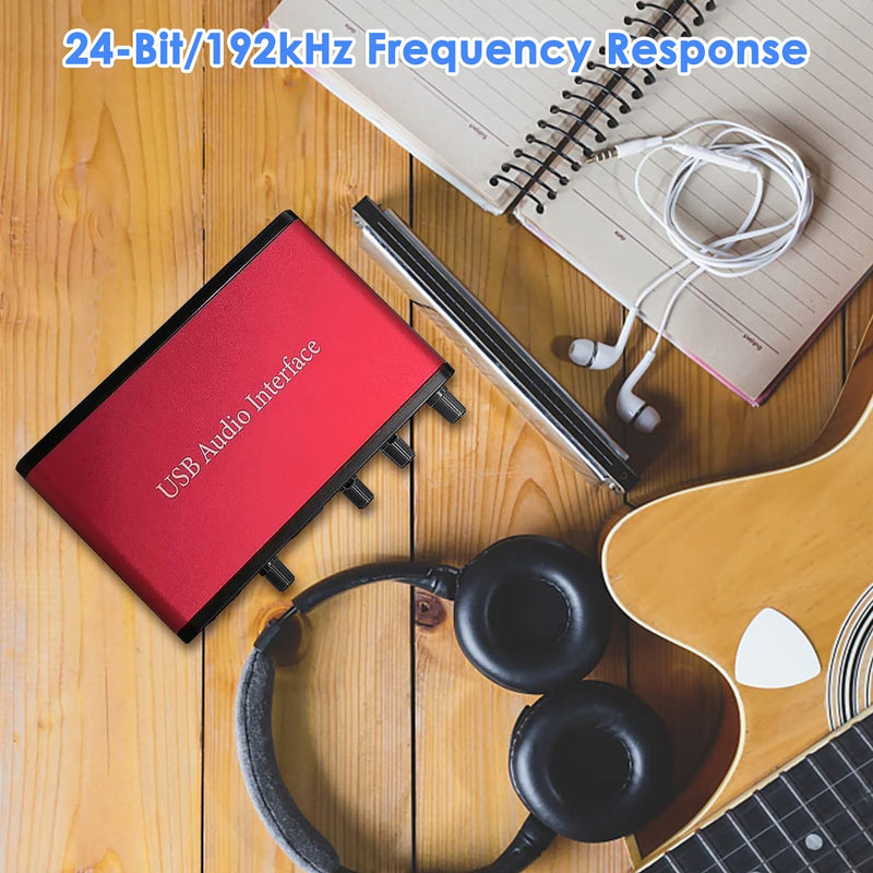 USB Audio Interface 24Bit/192kHz for Recording Podcasting and Streaming, 48V Phantom Power, whit XLR Cable(No Software Included) (192kHz Audio Interface)