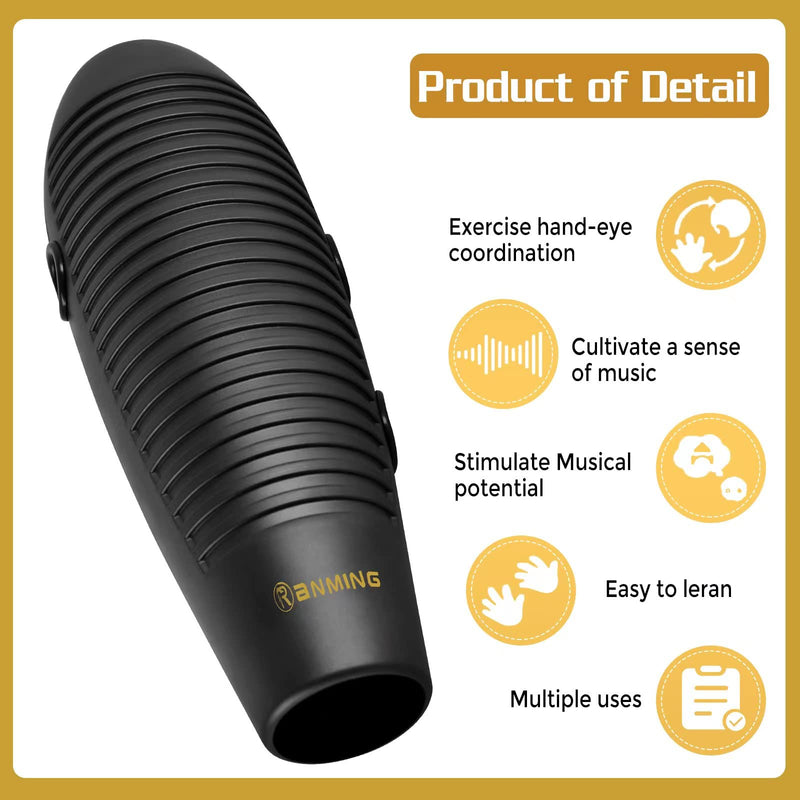 [AUSTRALIA] - Guiro Instrument,3.9x13 Inch Super Guiro,Fish Shaped Latin Percussion Instrument with 2 x Guiro Scraper Musical Training Tool for Beginners and Music Lover Black. 
