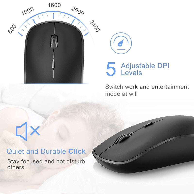 Wireless Keyboard and Mouse,J JOYACCESS 2.4G Ergonomic and Slim Wireless Keyboard Mouse Combo Designed for Computer,Windows, PC, Laptop,Tablet - Black Grey