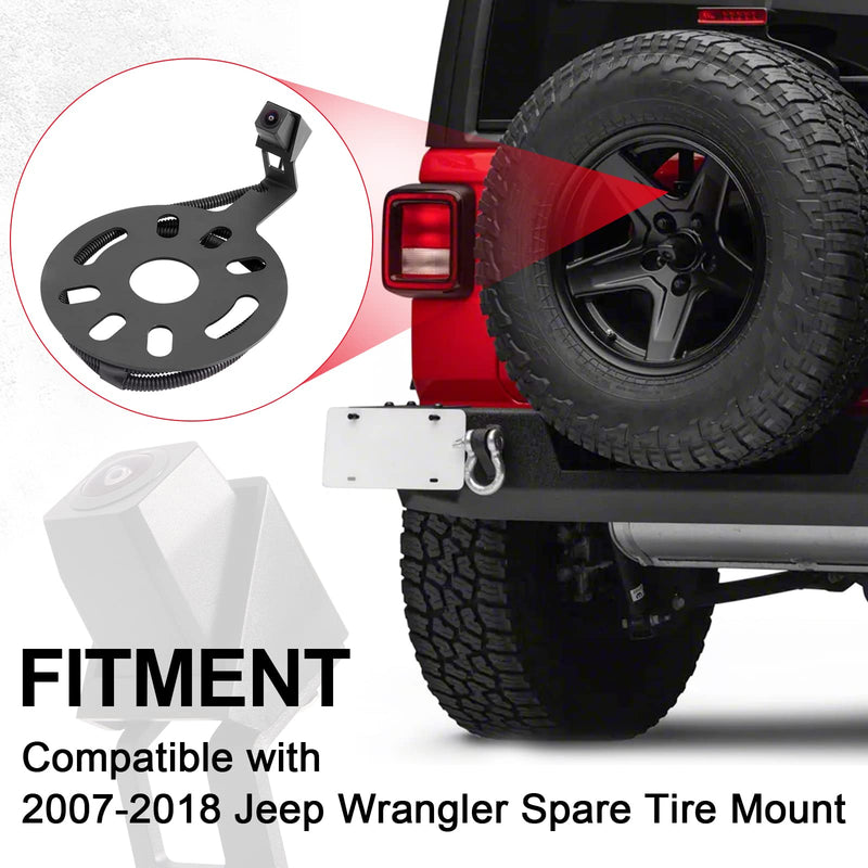 AUTOBABA Car Rear View Back Up Camera Reverse Camera with Wire Adapter | Compatible with 2007-2018 Jeep Wrangler Spare Tire Mount Waterproof Wide Angle Removable Camera