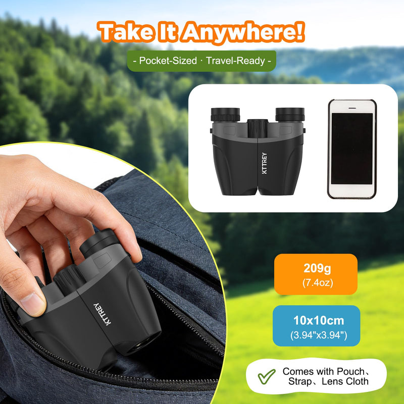 [AUSTRALIA] - 10x25 Compact Binoculars for Adults & Kids - High Power Mini Binoculars with BAK4 Prism & FMC Coating for Bird Watching, Hiking, Cruise Travel - Includes Carrying Case & Neck Strap 