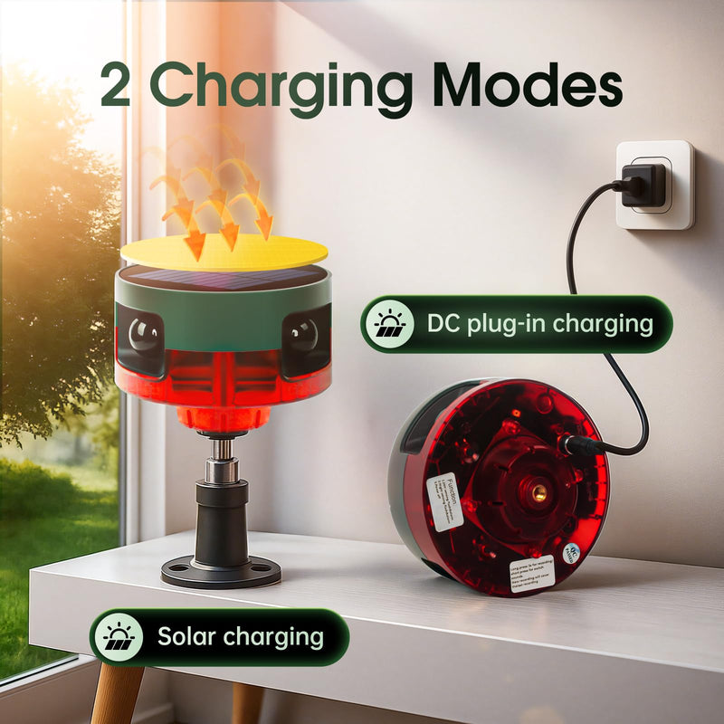 [AUSTRALIA] - Solar Outdoor Motion Sensor Alarm, 130dB Dog Barking & Gunshot Sound, 13 Sounds, Strobe Light, Support Recording & Volume Control, Keeps Unwanted Animals Away from Yard, Garden, or Farm 