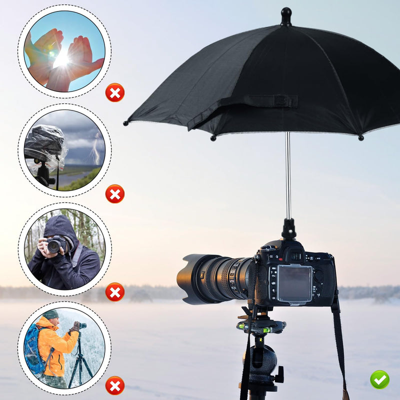 [AUSTRALIA] - Camera Hot Shoe Umbrella, Waterproof Camera Umbrella DSLR Camera Sunshade Rain Cover Protector for Canon Rebel T8i, T7, T7i, T6i, T6, SL3, SL2, EOS 90D, 80D, 2000D, 5DM4, Nikon Z9 