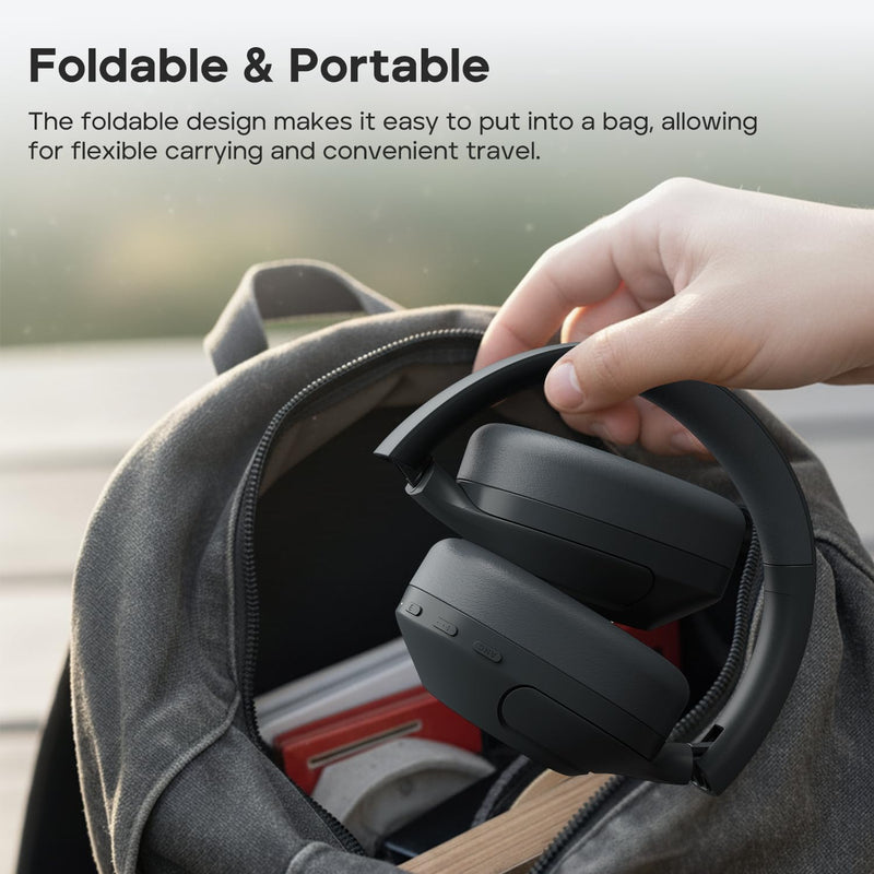Tribit QuietPlus 81 Wireless Over-Ear Headphones, 110H Playtime, Black | Noise Cancelling, Bluetooth 6.0, 6 EQ Modes via App, Deep Bass, Headset, Comfortable, Lightweight, Foldable, Home, Travel