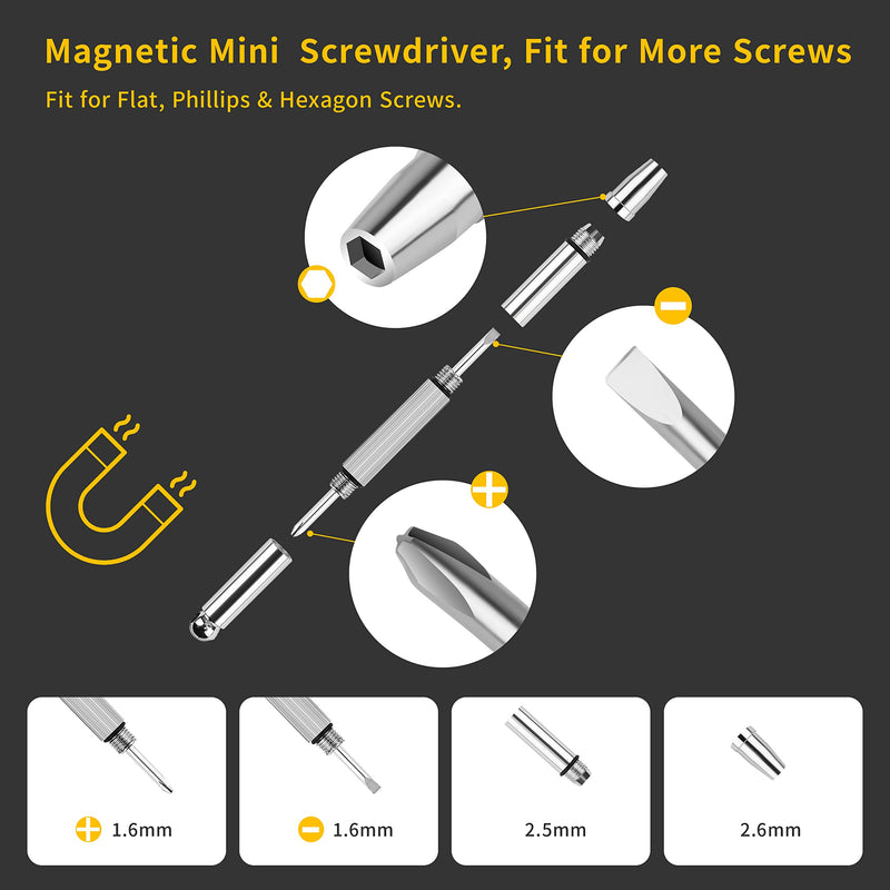 Eyeglass Nose Pads, 24 Pairs of Screw-in Glasses Nose Pads, Upgraded Magnetic Eyeglass Repair Kit with Precision Precision Screwdriver Set, Screws, Tweezer for Travel, Birthday Gift, Christmas Upgrade