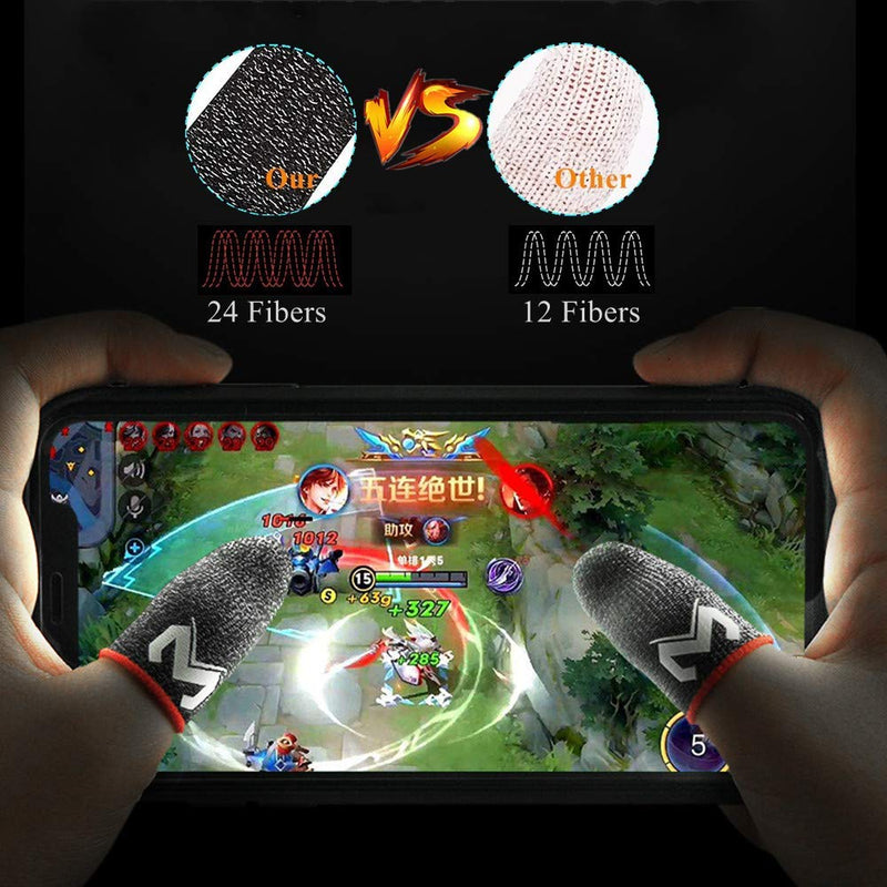 Gaming Finger Sleeves for Sweaty Hands - Rakizbe High-Sensitive Anti-Sweat Breathable Seamless Touch Screen Thumb Sleeve Gloves for iPad/Mobile PUBG Game Controller