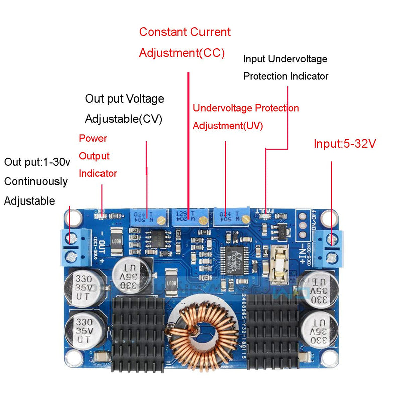 [AUSTRALIA] - Youmile LTC3780 Boost Converter DC 5V-32V to 1V-30V 10A Constant Voltage Current Automatic Converter Step-Up Down Controller Charging Module with Cable 
