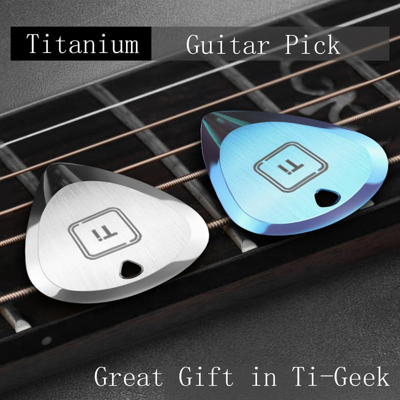Ti-Geek Premium Titanium Guitar Pick 2.8mm Thickness, Metallic Silver for Metallica, Bass, Electric Guitar No-Slip Grip, Wrist Band, Lifetime Durability - Perfect for Guitar lover 1PackMetallic Silver