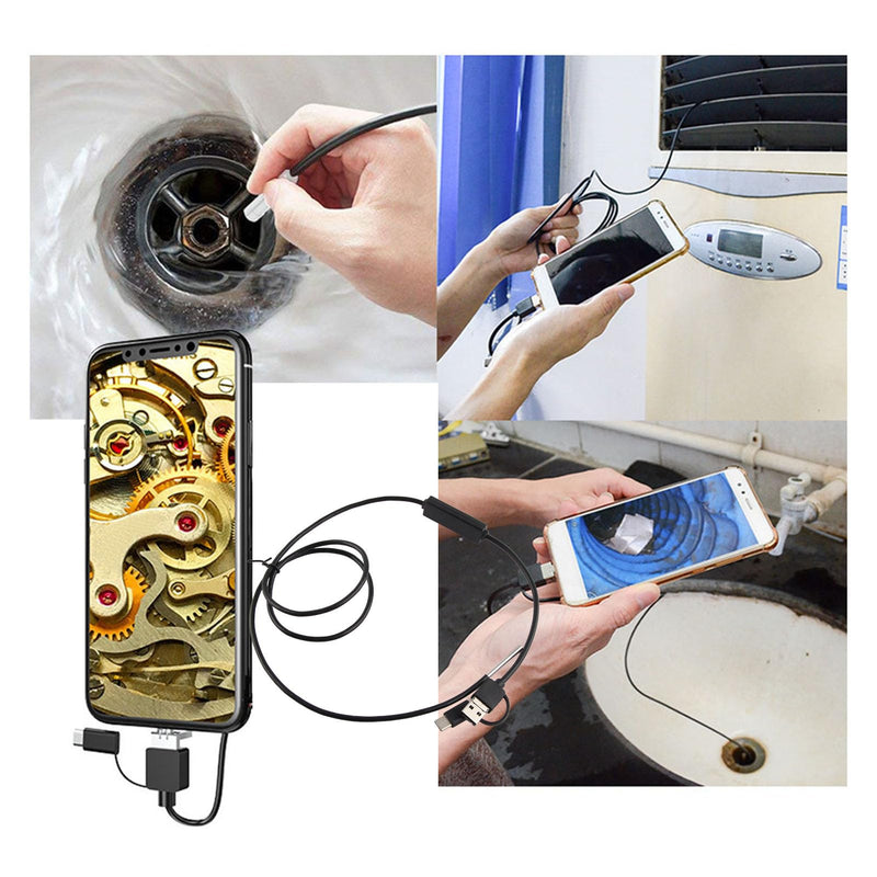 [AUSTRALIA] - USB Endoscope Support 3 in 1 3.9mm Lens for Android Endoscope Inspection Snake Camera Waterproof (1 Meter Soft Wire) 1 Meter weicher Draht 