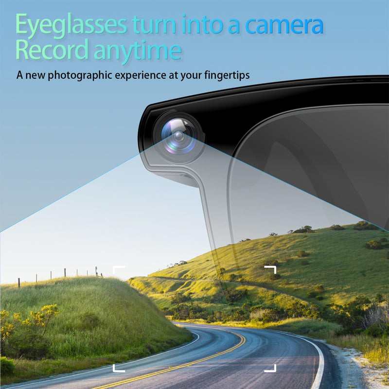 AI Smart Glasses with Camera, 4K Photos & 1080P Video,Real-Time Translation, Bluetooth 5.3, Assistant Conversation, Suitable for Vlogging,Cycling, Hiking Travel, Business Black