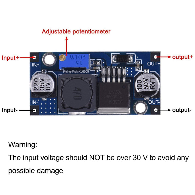 Hailege 5pcs XL6009 DC-DC Adjustable Boost Module DC3.0-30V to DC5-35V Output Voltage Power Converter PCB Module 400KHz