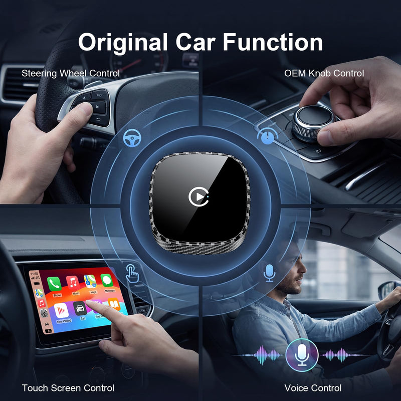 [AUSTRALIA] - Wireless CarPlay Adapter for Apple iPhone & Android Auto 2026 Upgrade - Bluetooth & Wi-Fi, Plug & Play, 3X Fast Auto-Reconnect, No Latency, Convert Wired to Wireless Car Play Adapter (Black) 