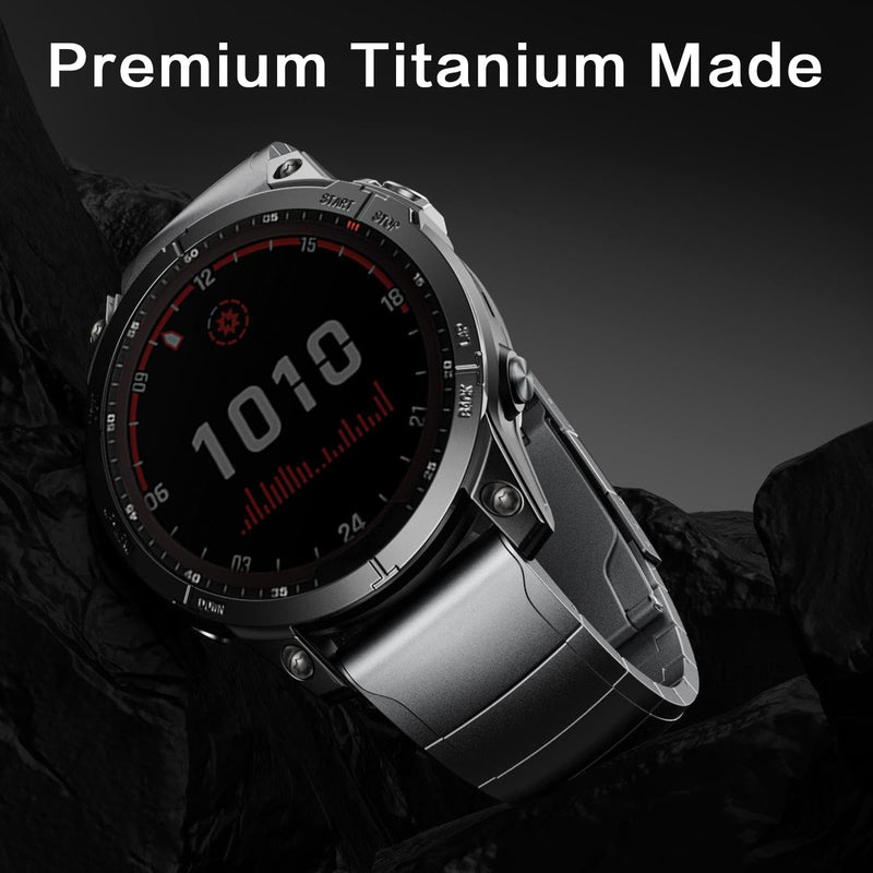 26mm Titanium Metal Quick Release WatchBand Compatible for Fenix 8 51mm/Enduro 3 51mm/Fenix 6X Pro/7X Pro/5X Plus,22mm Band for Garmin Fenix 8 47mm/E 47mm/Fenix 6 Pro/7/5 Plus/Forerunner 965 22mm