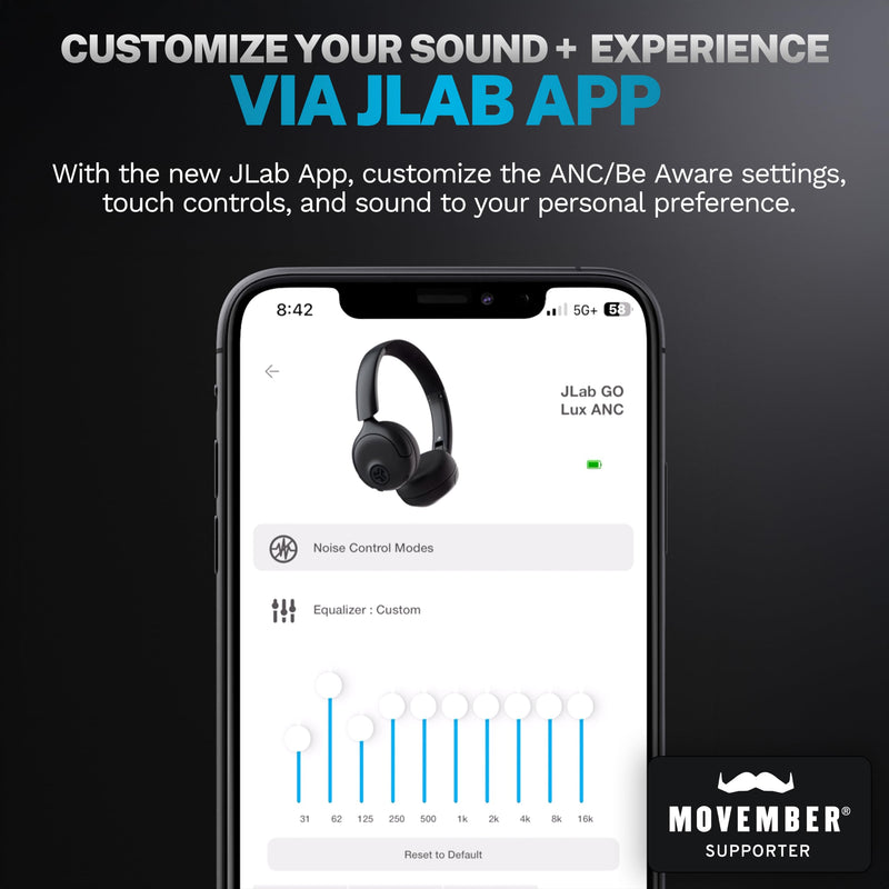 JLab, Go Lux ANC, On Ear Headphones, Active Noise Cancelling, Bluetooth, Graphite