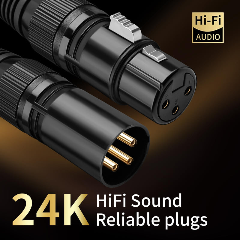 Audiophile HiFi Audio XLR Cables - 2XLR,6.56ft,15 AWG,4N OFC Core,Gold-Plated Plugs,with Nylon Braid,Subwoofer Cable,Compatible with CD Player,AMP,Speaker& Effect Processor(6.56ft/2m) 2-Pack 6.56ft/2m