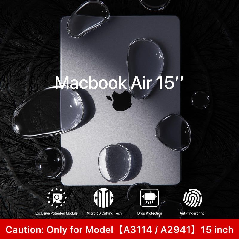 Invisible Armor for MacBook Air 15 inch Case M3 M2 2024 2023 New [Same as Bare Device] [Scientific Slim] Protective Hard Shell Translucent Cover for Laptop Model A3114 A2941 - Matte Clear