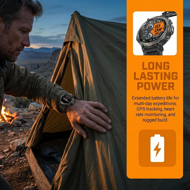Military Smart Watches for Men Built-in GPS LED Flashlight Smartwatch | Rugged Tactical Smart Watch 3ATM Waterproof Compass Calls 530mAh Battery Fitness Tracker with HR/Sleep Monitor iOS Android KE3P Black