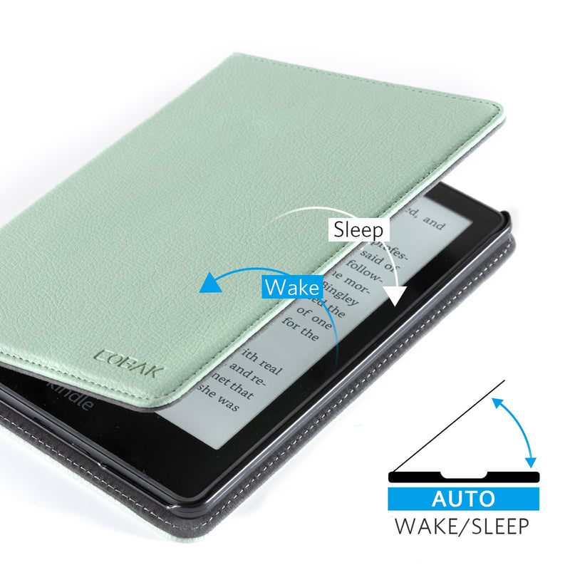 CoBak Kindle Paperwhite Case with Stand - Durable PU Leather Cover with Auto Sleep Wake, Card Slot, Hand Strap Feature - Fits Kindle Paperwhite 11th Generation 6.8" and Signature Edition 2021 Released Agave green