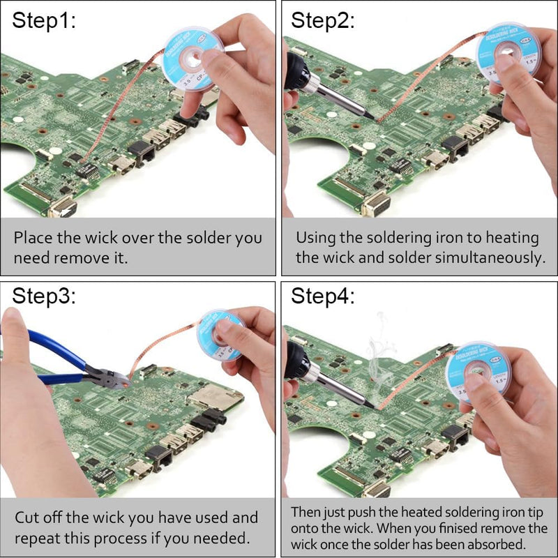 Desoldering Wire, 1.5 m Desoldering Wire, 2.5 mm No-Clean Soldering Braid, Wicks Strands for Desoldering, Desoldering Wick for Removing Solder for Disassembling Electrical Components
