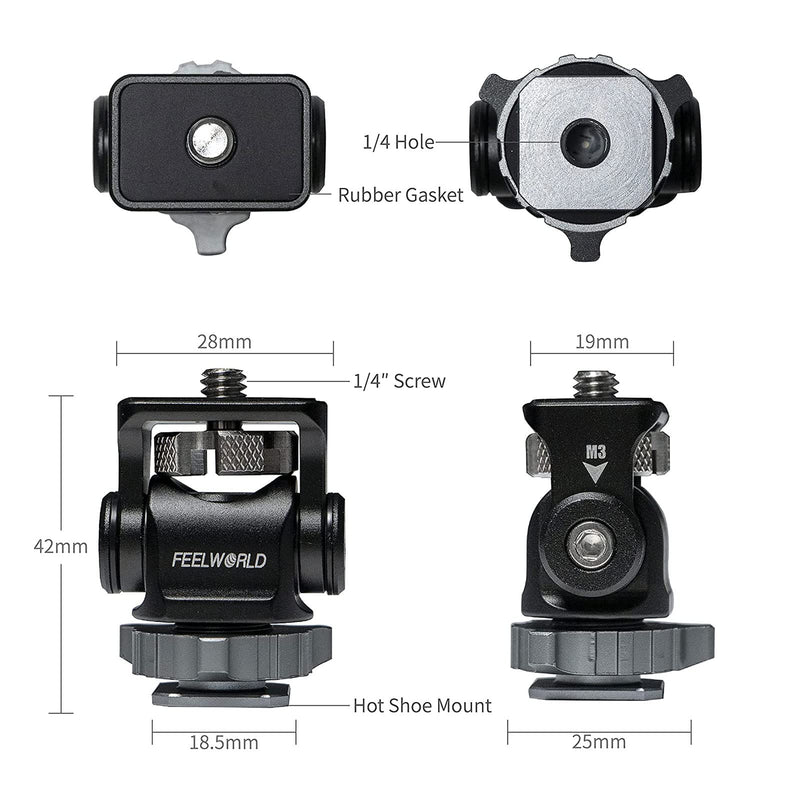 [AUSTRALIA] - FEELWORLD Mini Hot Shoe Stand Camera Monitor Mount for DSLR, Microphone, DSLR Field Monitor 