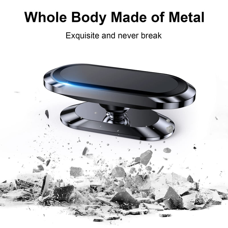【2-PACK】Magnetic Phone Holder for Car Dash [ Super Magnet ] [ 4 Metal Plate ] Car Mount for Iphone Magnetic Car Mount for Cell Phone [ 360° Rotation ] Universal Dashboard Carmount Magnetic Phone Mount Black