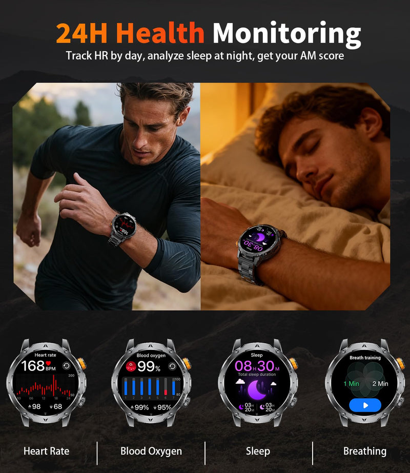 LIGE Smart Watches for Men,1.7" Smartwatch with 1000mah Battery,Flashlight,Bluetooth Call,100+ Sports Modes,Health Tracker,IP68 Waterproof,Fitness Tracker Watch for Android iOS(Black) Black