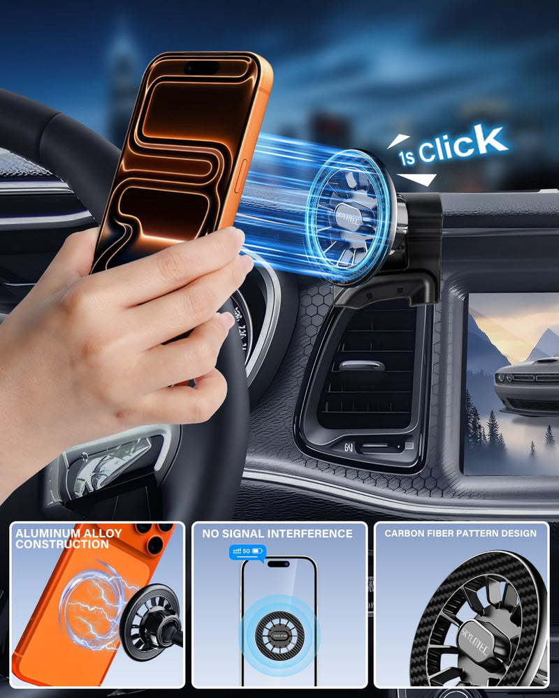 SKYLOTEC Magnetic Phone Holder for Dodge Challenger 2015-2023 Dash Mount | for Dodge Challenger GT SXT R/T Dashboard Accessories, Not Block Air Vent, Strong Magnet for MagSafe & iPhone Samsung 2015-2023 Dodge Challenger