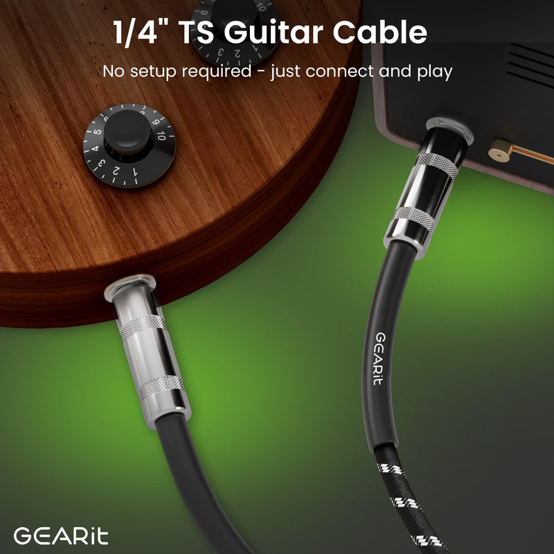 GEARit Audio Instrument Cable (25ft) 1/4 Inch to 1/4 inch Straight Male to Male for AMP Cord, Bass and Electric Guitar - Black/White 25 Feet