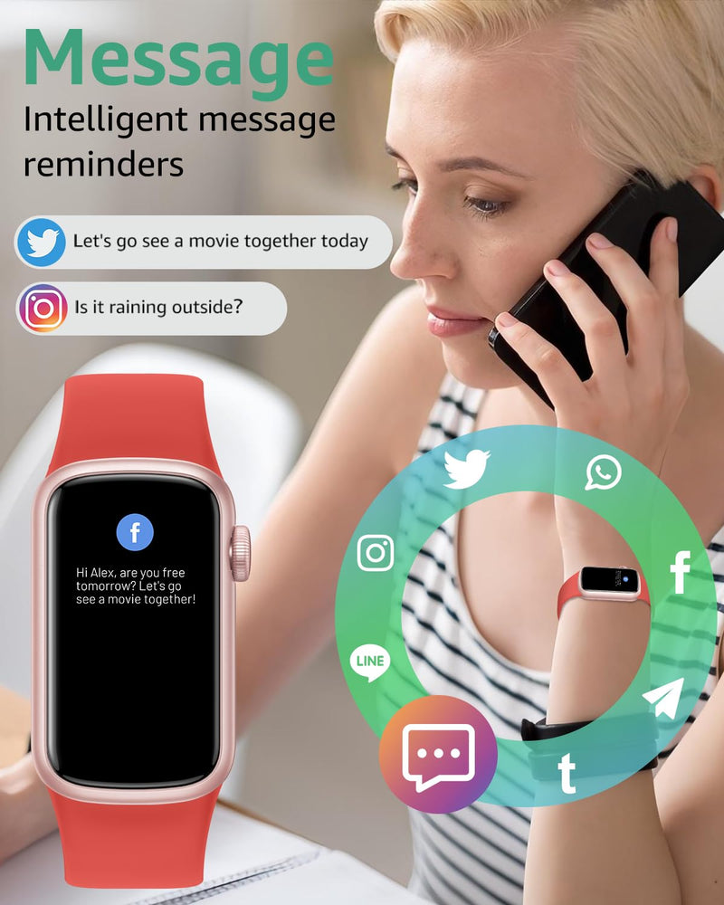 Fitness Tracker with Step Counter/Calories, Activity Health Tracker with Blood Pressure Heart Rate Monitor, Sleep Tracker, 137+ Sport Modes, Pedometer SmartWatch, Gift for Women Men FluorescentOrange