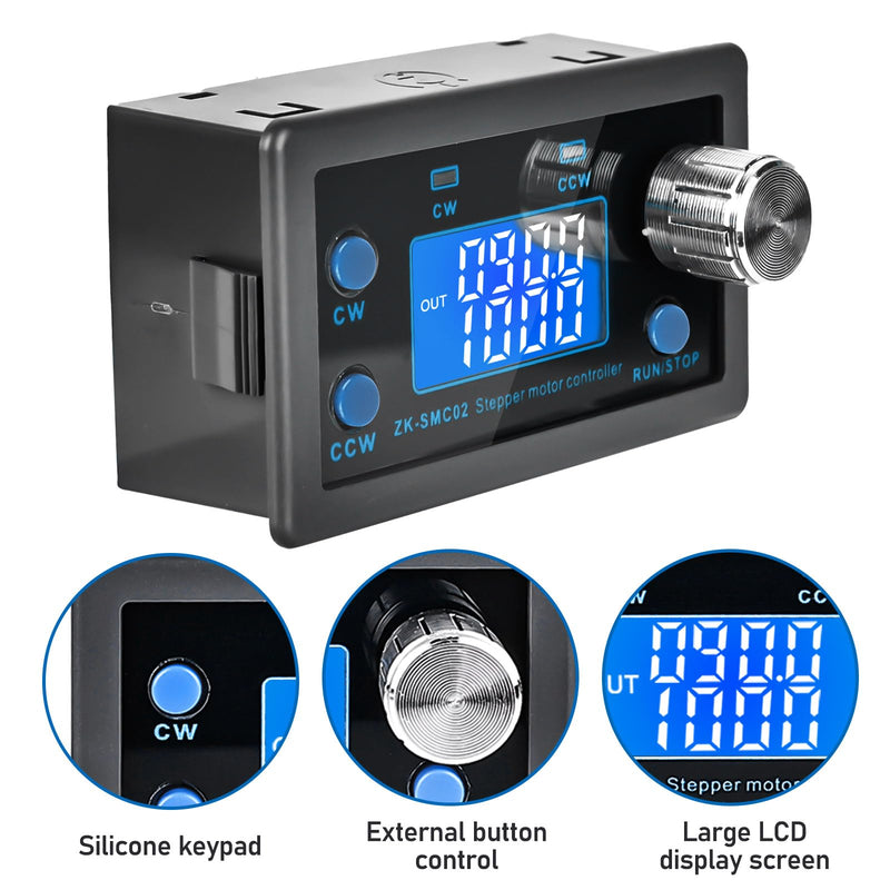 Stepper Motor Controller, DC 5-30V Stepper Motor for NEMA 17 23 Motor DC5-30V 4A Integrated Board Adjustable Forward/Reverse Pulse Speed Angle with Display