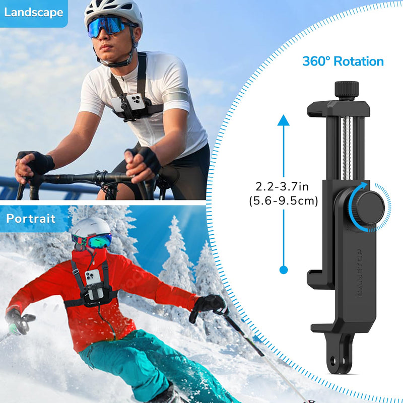 Phone Chest Mount Harness Holder Cell Phone Strap for iPhone | for Samsung Mobile Phones, Vertical Recording Filming, for GoPro DJI Osmo Action Cameras, POV/VLOG