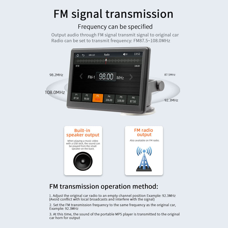 7in Car MP5 Player Touch Screen Bluetooth Car Stereo with 12 LED Backup Camera for Auto FM Radio Receiver