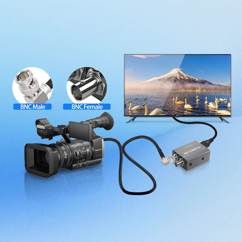 Superbat 3G/6G SDI Cable 15ft BNC Male to Male Belden 1855A Cable 75 ohm Right Angle SDI Cord Support HD-SDI/3G-SDI/4K/6K Video for Blackmagic Converter Monitor Switch Camera 16ft 1pcs right angle to right angle