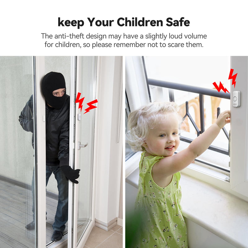 Window Alarm Door Alarms for Kids Safety VOXON Wireless Door Alarm for Home Security Personal Security Window Alarms Sensor Burglar Door Alarm for Pool, Cars, Sheds, Caravans DIY Kit Pack of 2 2PCS